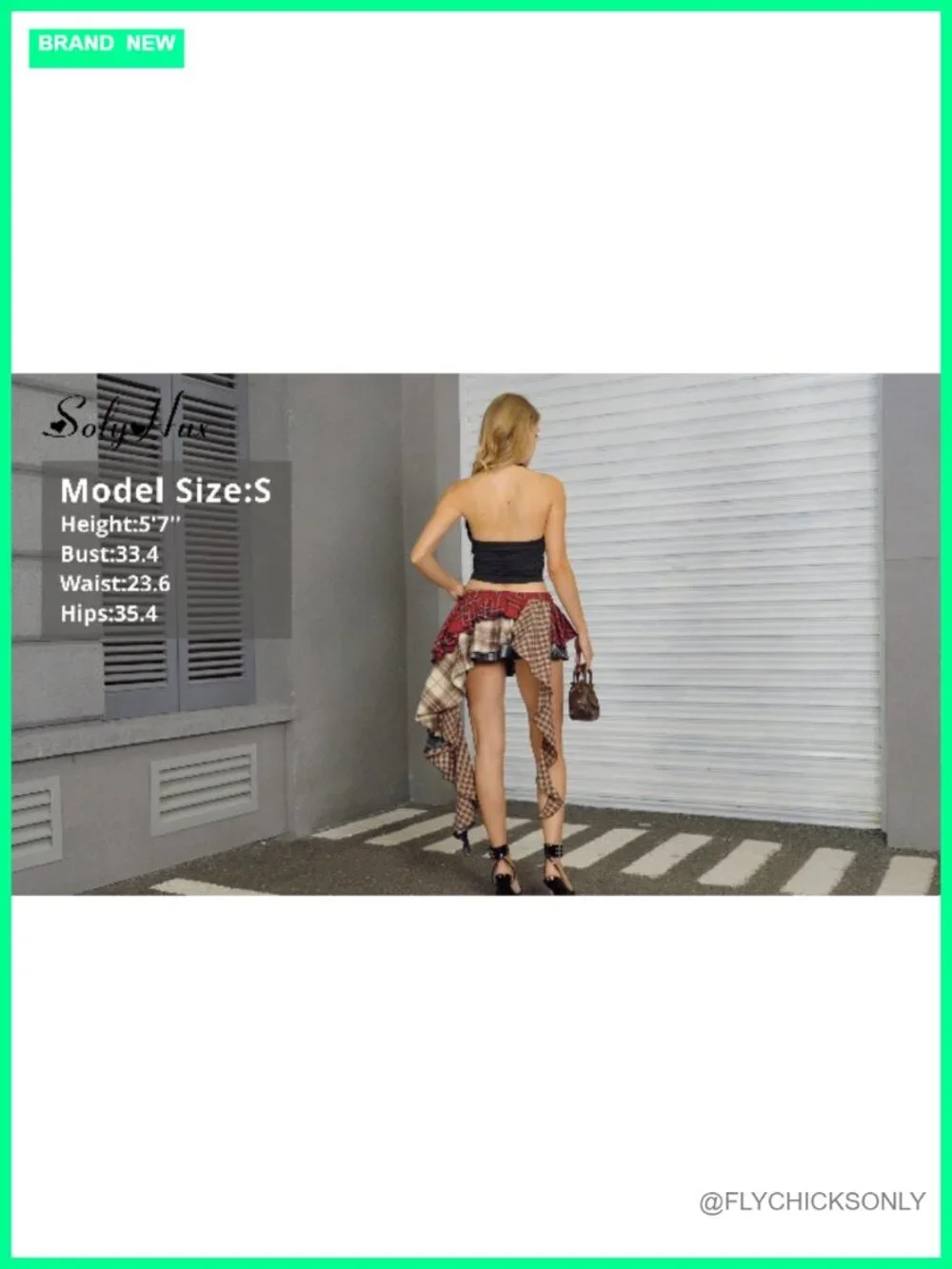 Plaid Y2K Mini Skirt with Built-in Shorts Asymmetrical Ruffle Layered